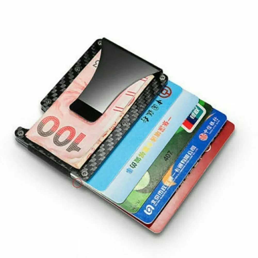 Slim carbon fiber cards holder W money cli…
